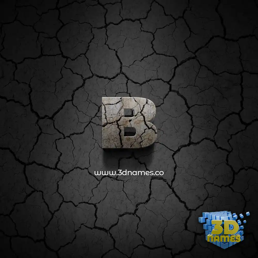 b in Cracked Stone style - 3D name wallpaper