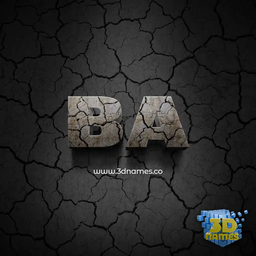 ba in Cracked Stone style - 3D name wallpaper
