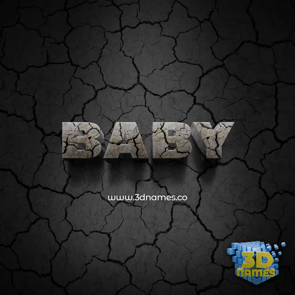 baby in Cracked Stone style - 3D name wallpaper