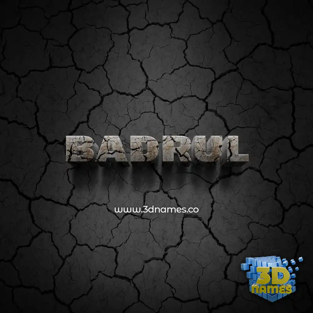 badrul in Cracked Stone style - 3D name wallpaper