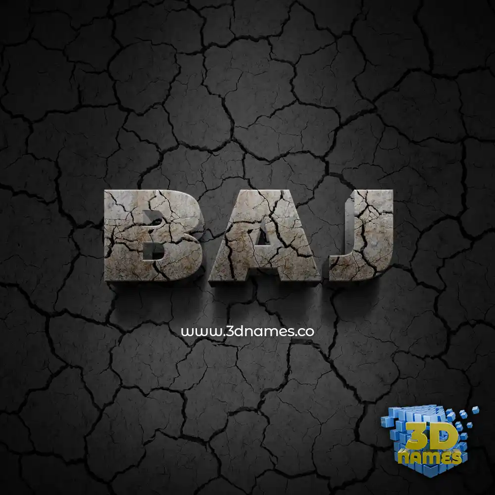 baj in Cracked Stone style - 3D name wallpaper