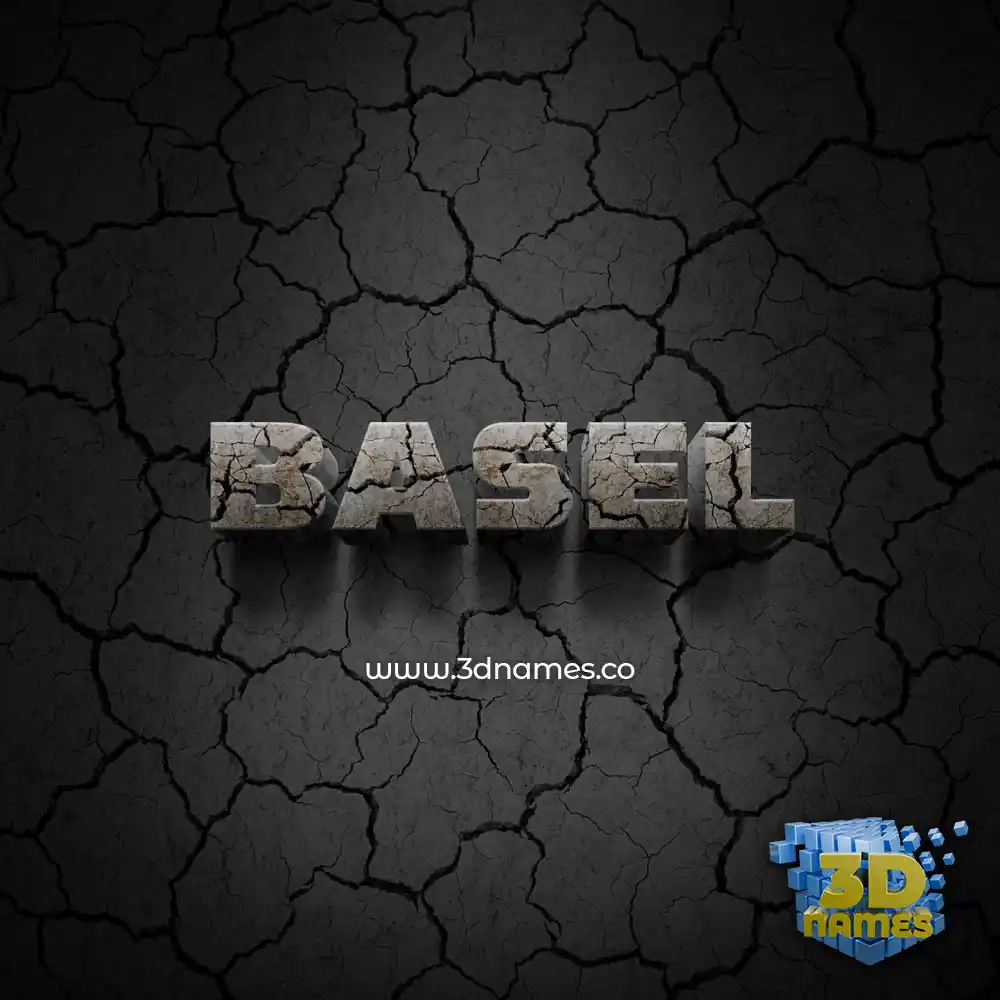 basel in Cracked Stone style - 3D name wallpaper