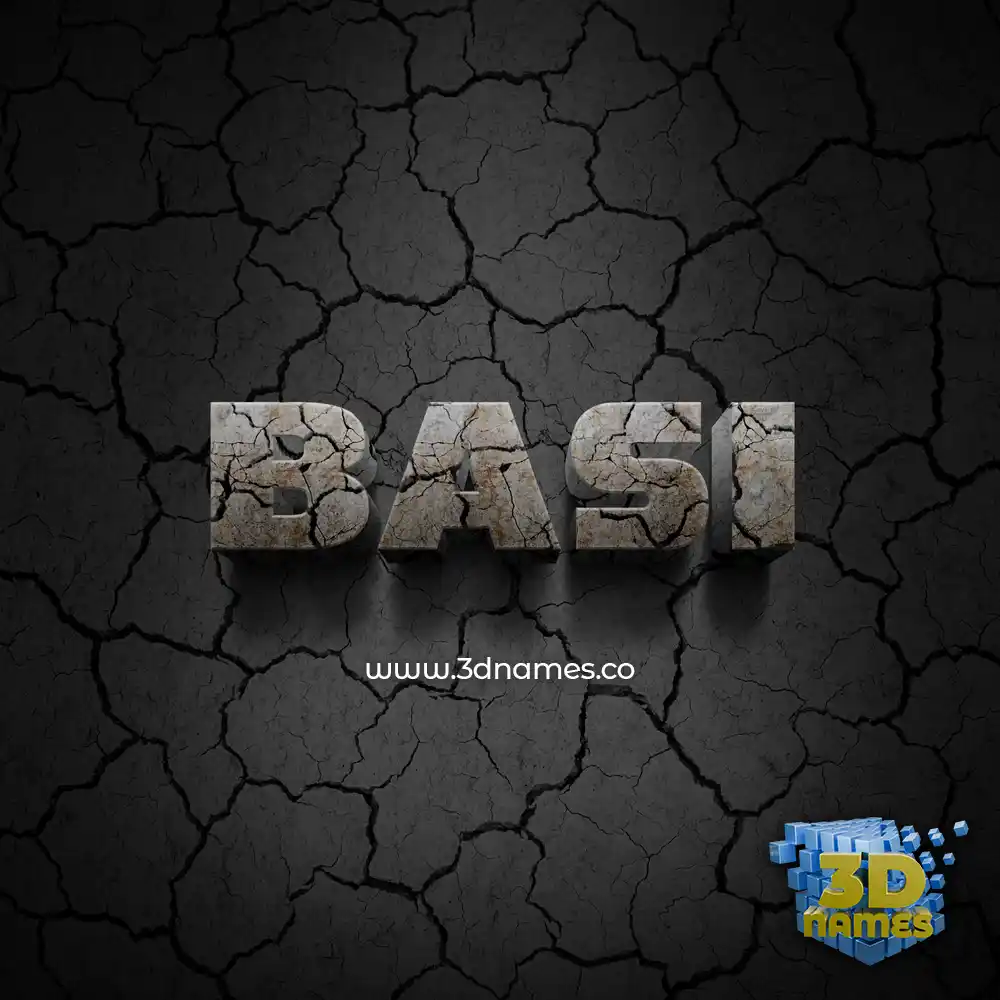 basi in Cracked Stone style - 3D name wallpaper