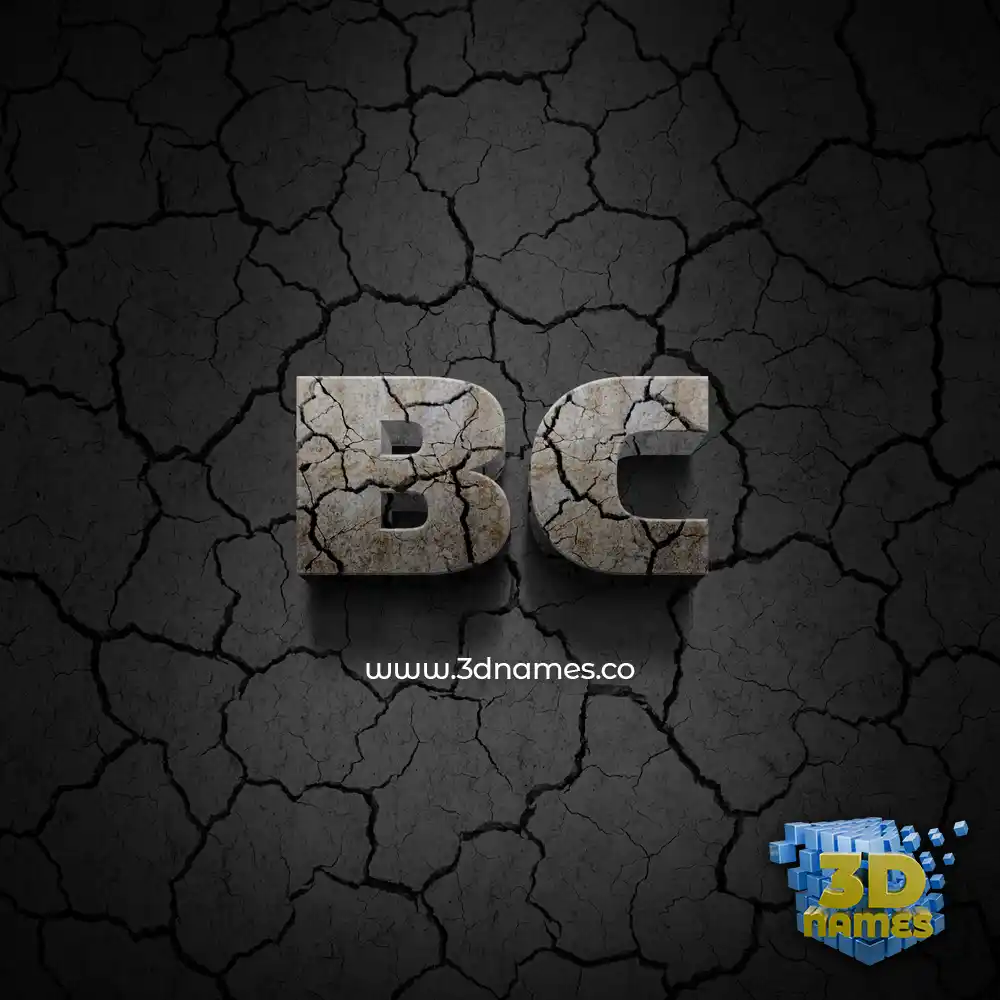 bc in Cracked Stone style - 3D name wallpaper