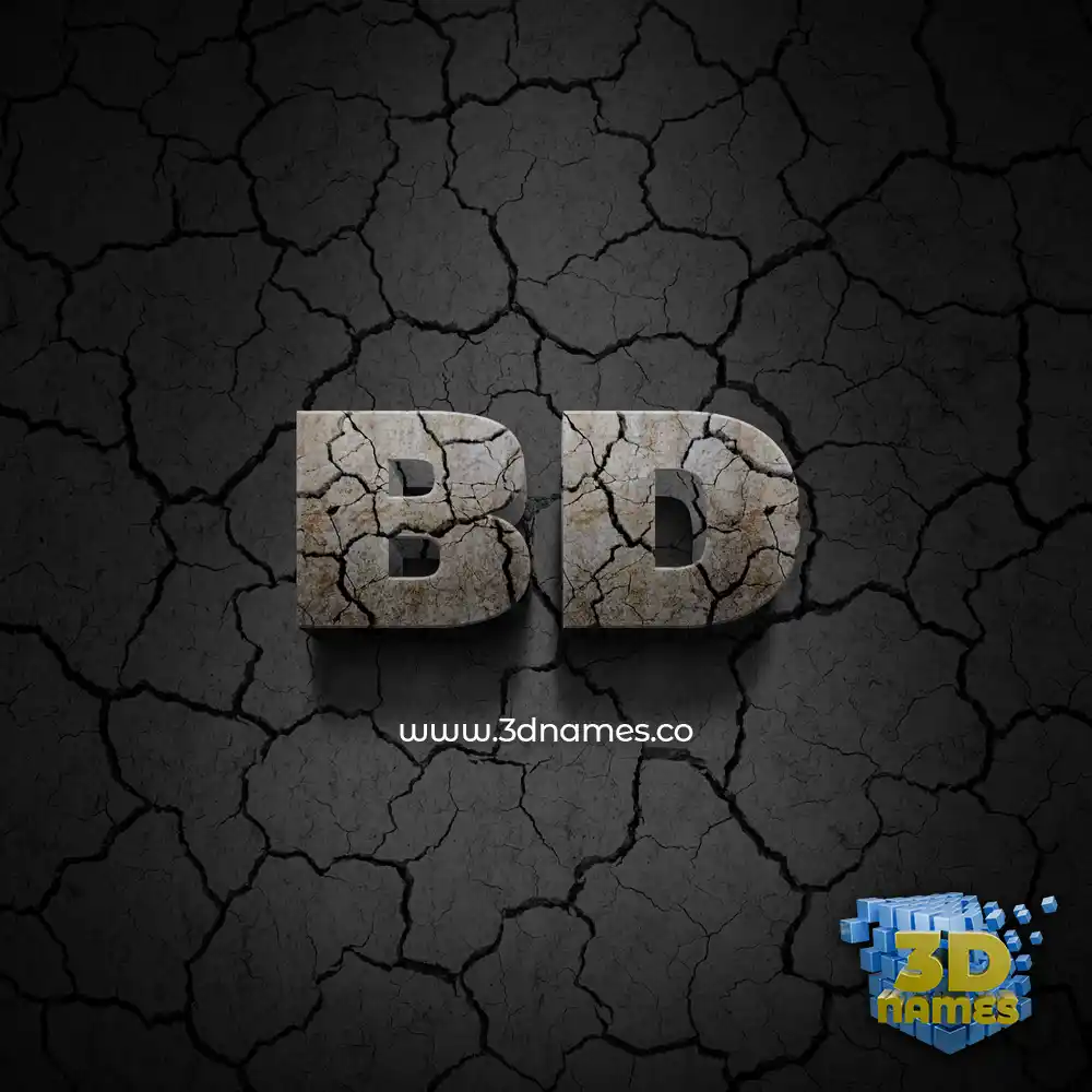 bd in Cracked Stone style - 3D name wallpaper