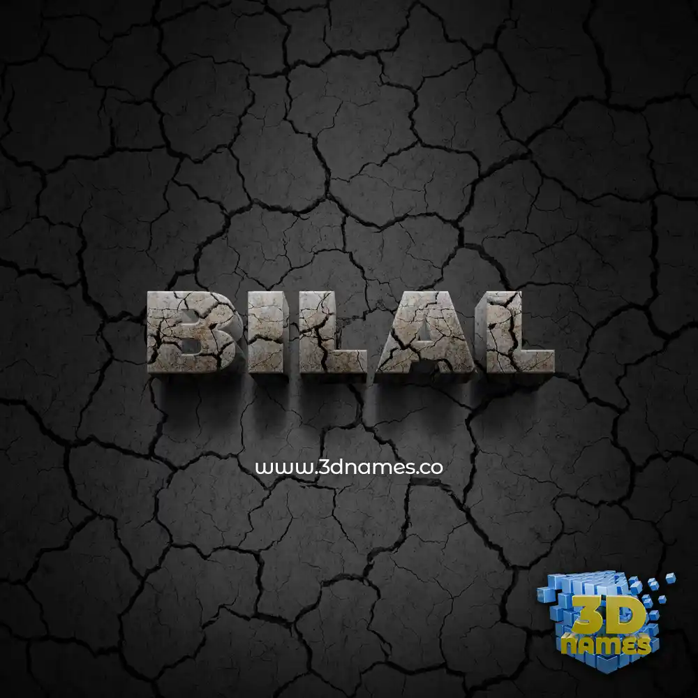 bilal in Cracked Stone style - 3D name wallpaper