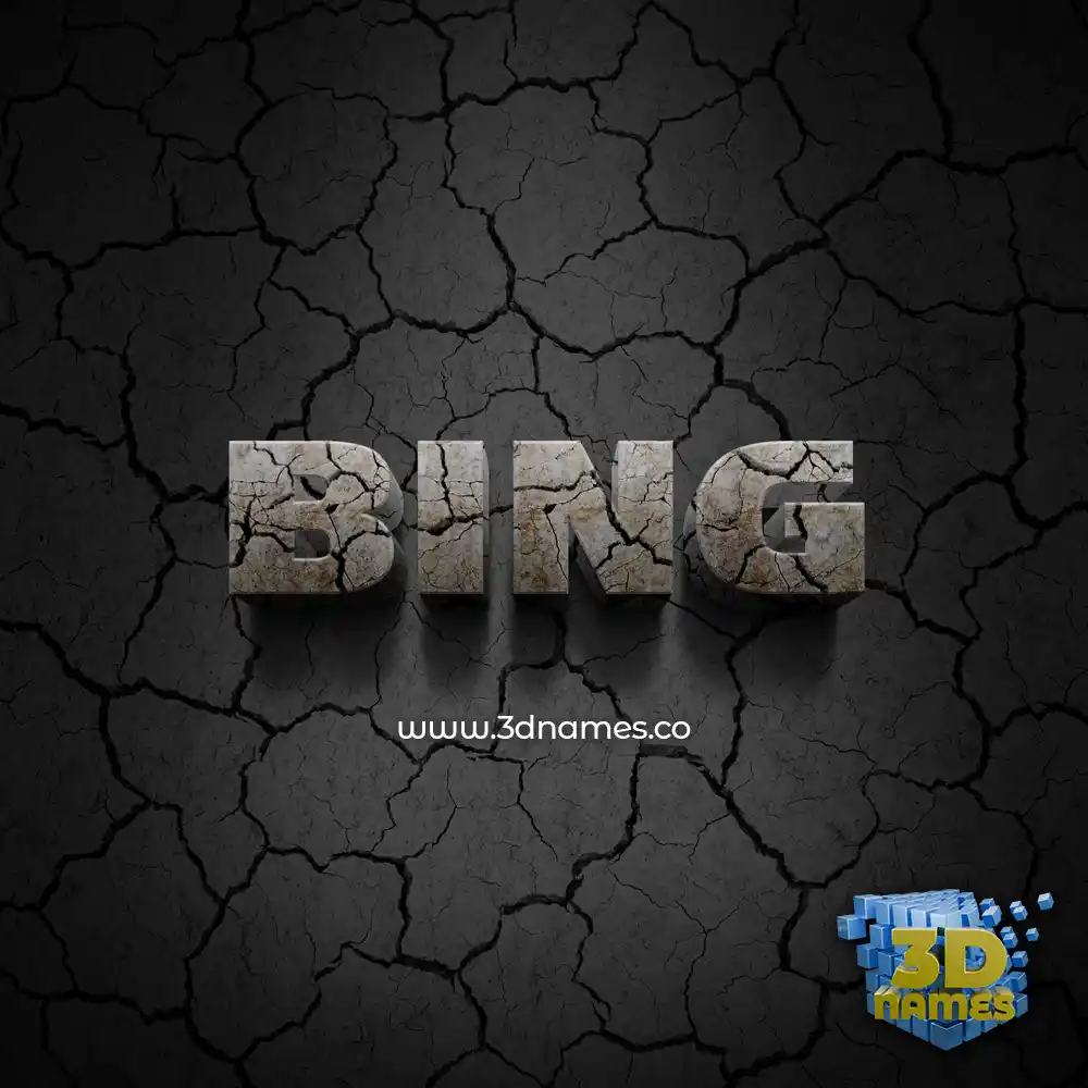bing in Cracked Stone style - 3D name wallpaper