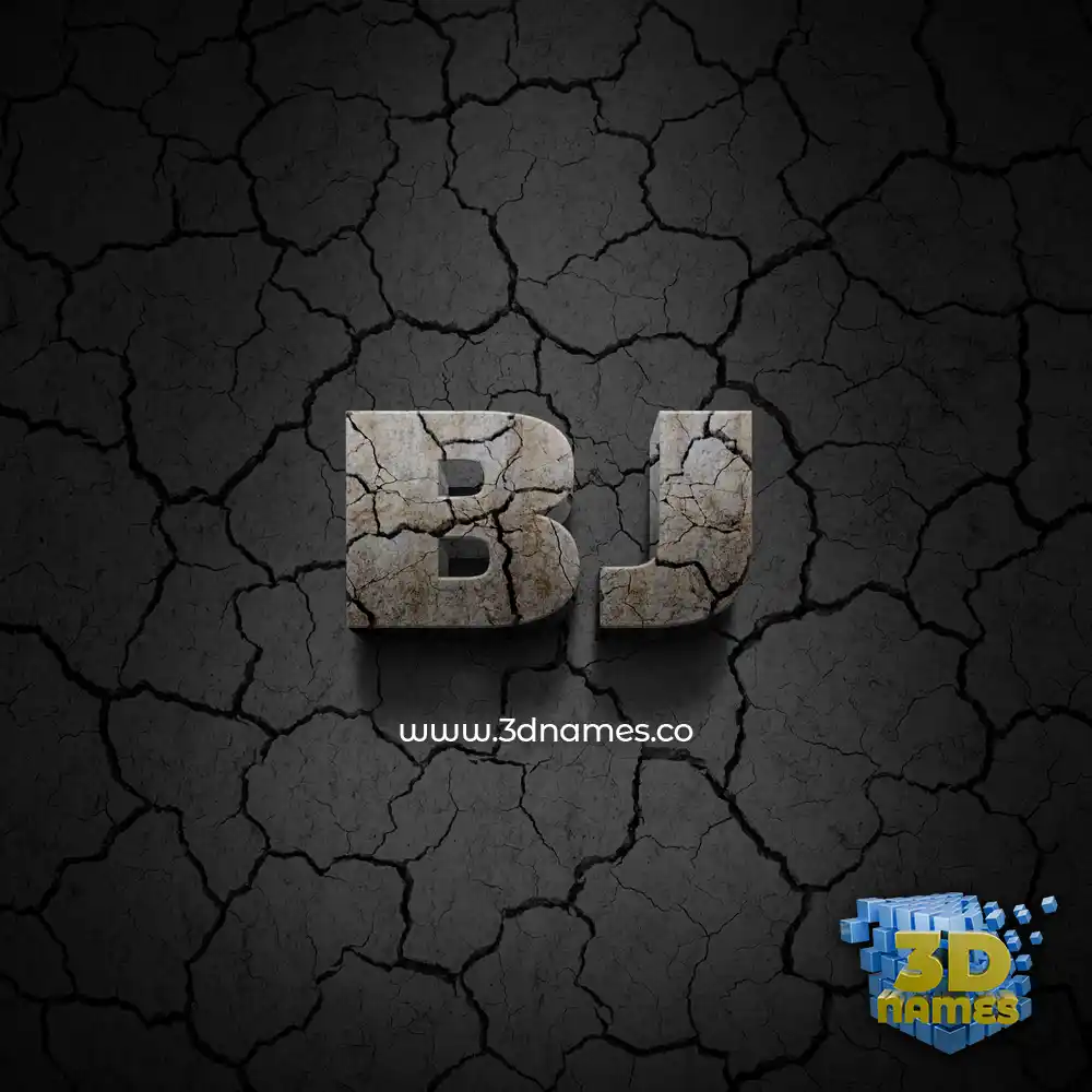 bj in Cracked Stone style - 3D name wallpaper