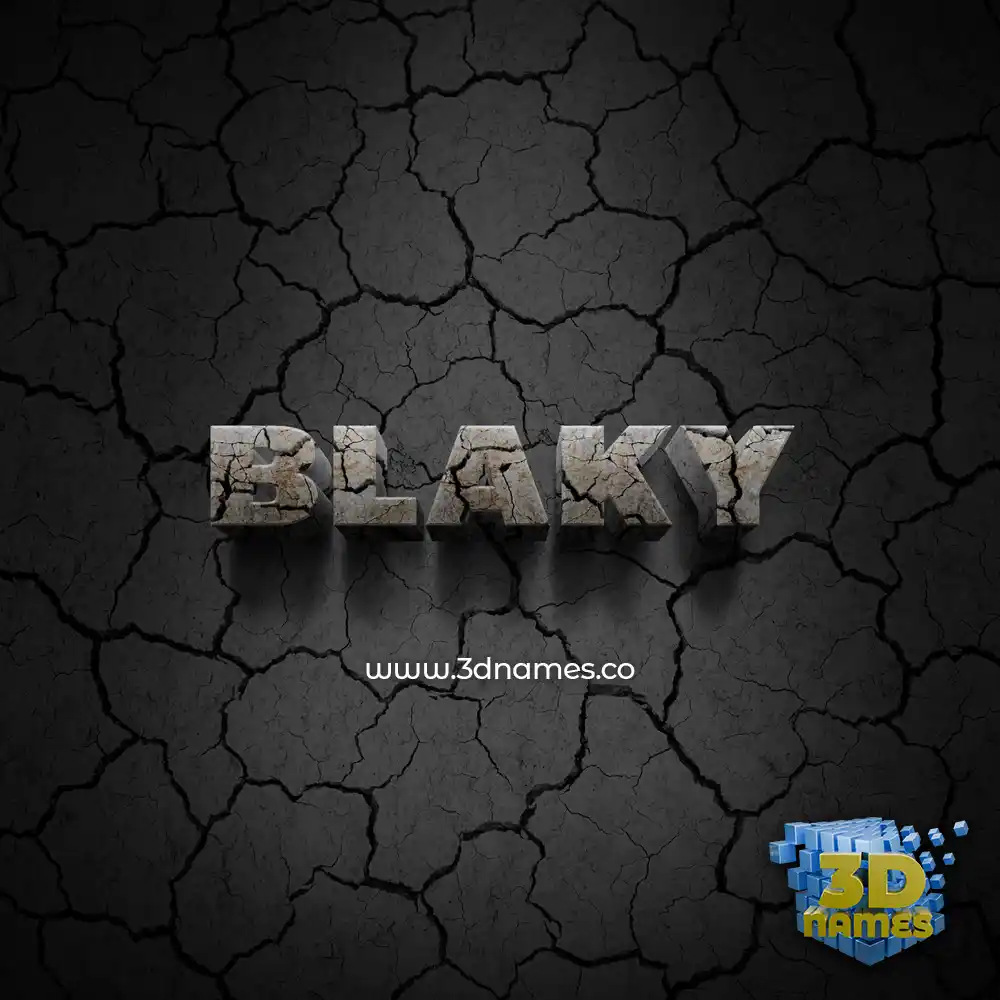 blaky in Cracked Stone style - 3D name wallpaper