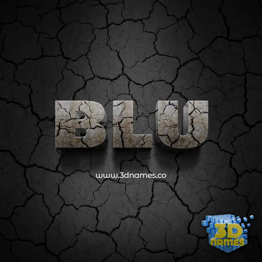 blu in Cracked Stone style - 3D name wallpaper