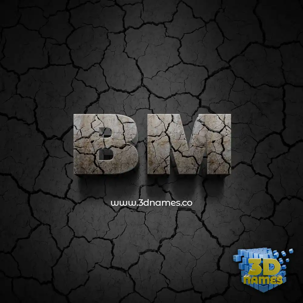 bm in Cracked Stone style - 3D name wallpaper