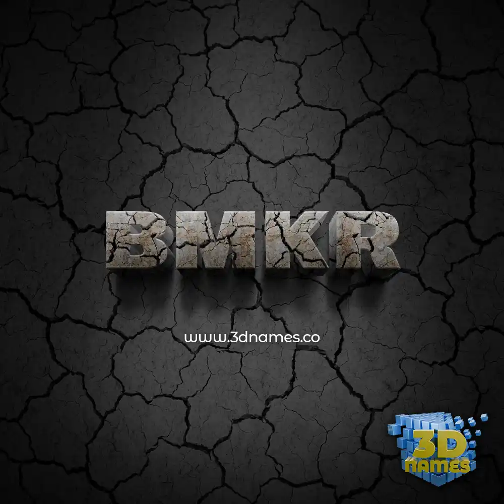 bmkr in Cracked Stone style - 3D name wallpaper