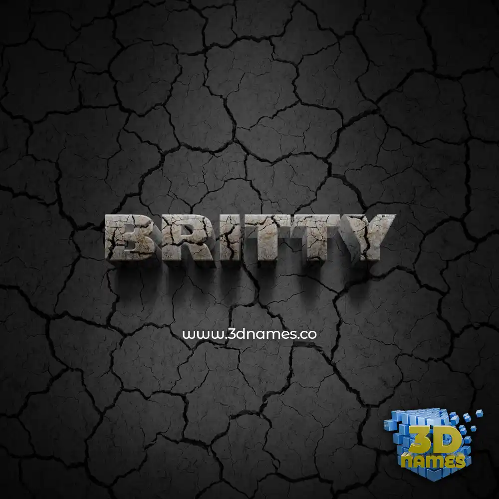 britty in Cracked Stone style - 3D name wallpaper