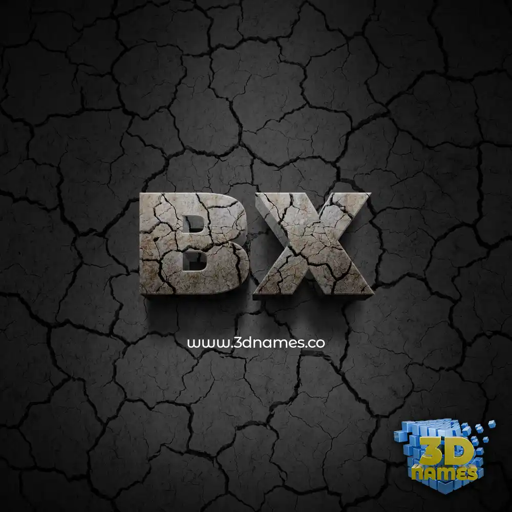 bx in Cracked Stone style - 3D name wallpaper