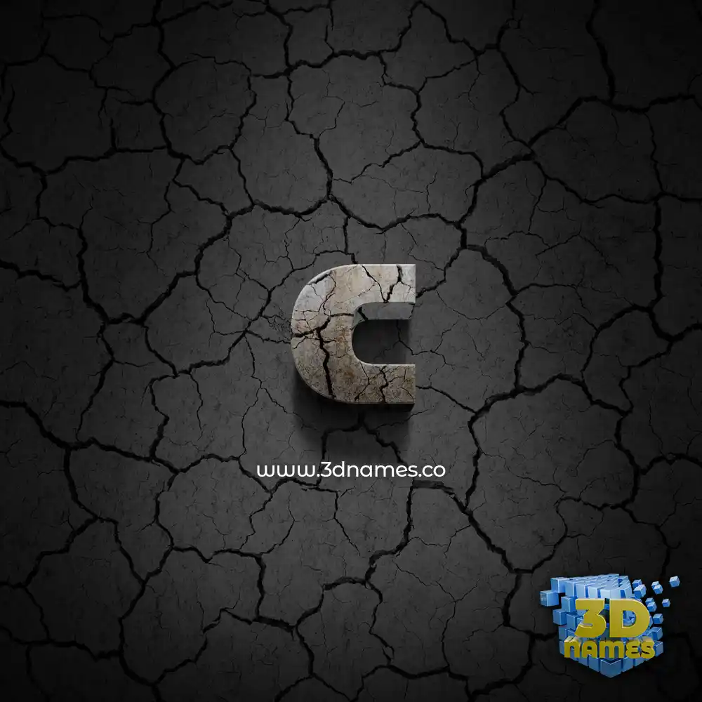 c in Cracked Stone style - 3D name wallpaper