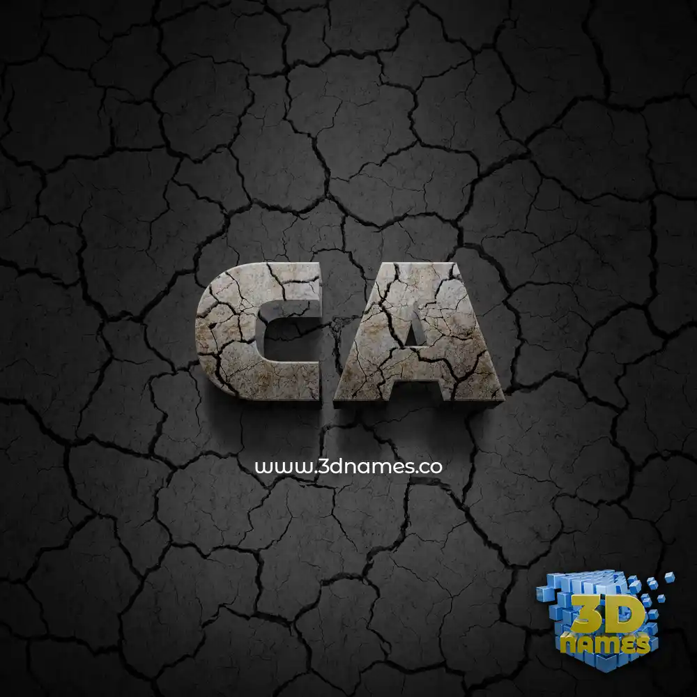 ca in Cracked Stone style - 3D name wallpaper