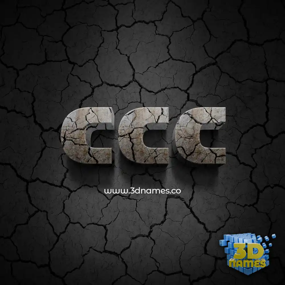 ccc in Cracked Stone style - 3D name wallpaper