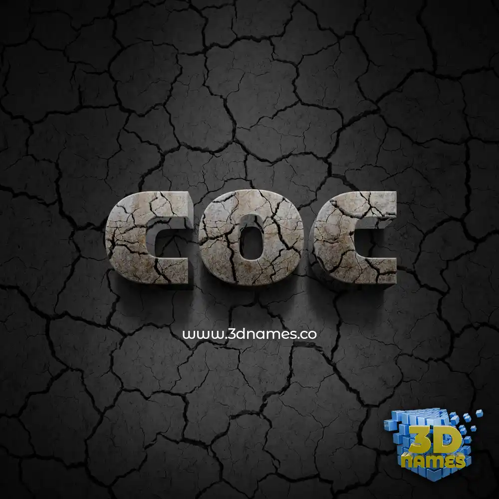 coc in Cracked Stone style - 3D name wallpaper
