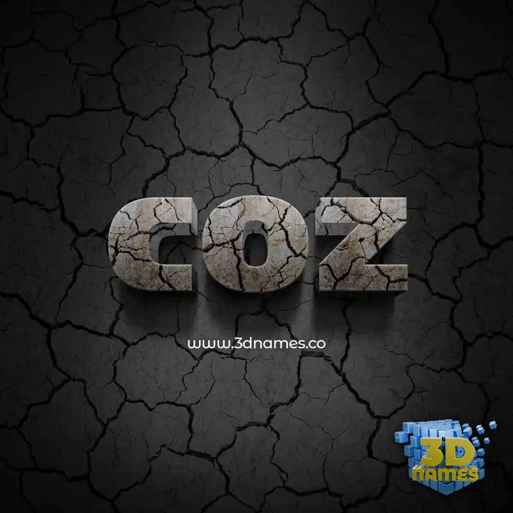 coz in Cracked Stone style - 3D name wallpaper