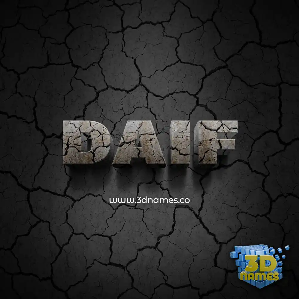 daif in Cracked Stone style - 3D name wallpaper