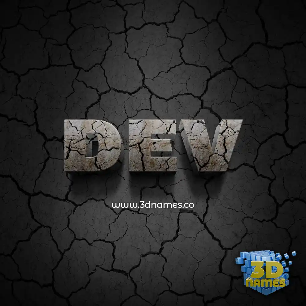 dev in Cracked Stone style - 3D name wallpaper