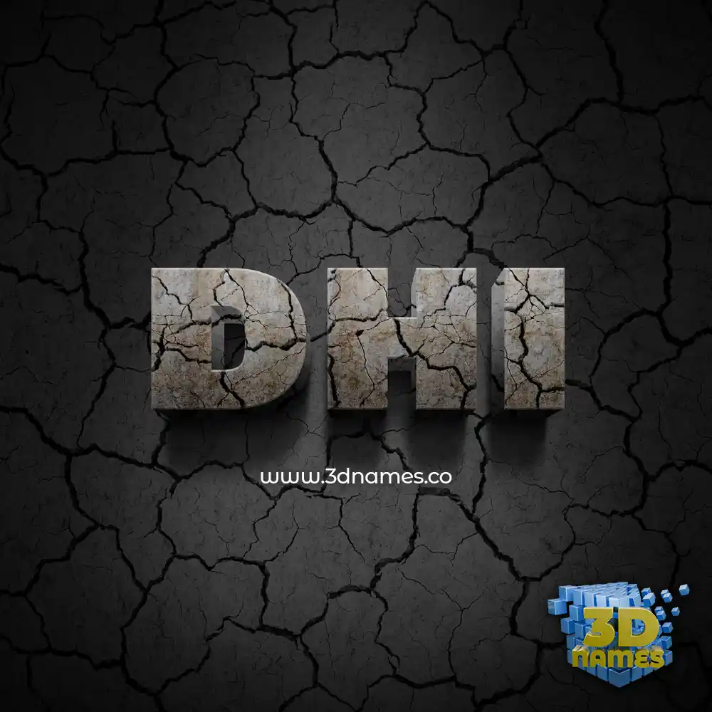 dhi in Cracked Stone style - 3D name wallpaper