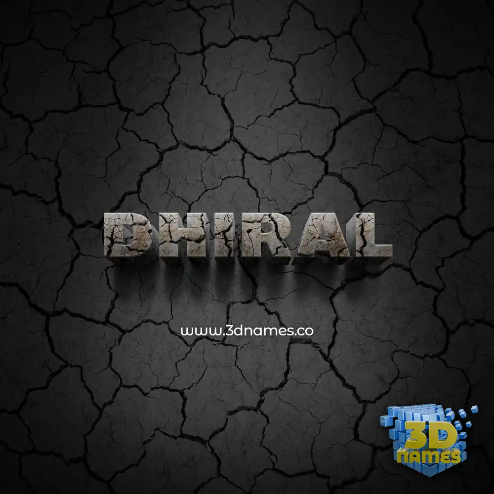 dhiral in Cracked Stone style - 3D name wallpaper