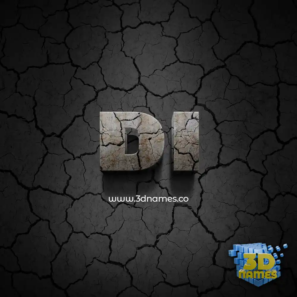 di in Cracked Stone style - 3D name wallpaper