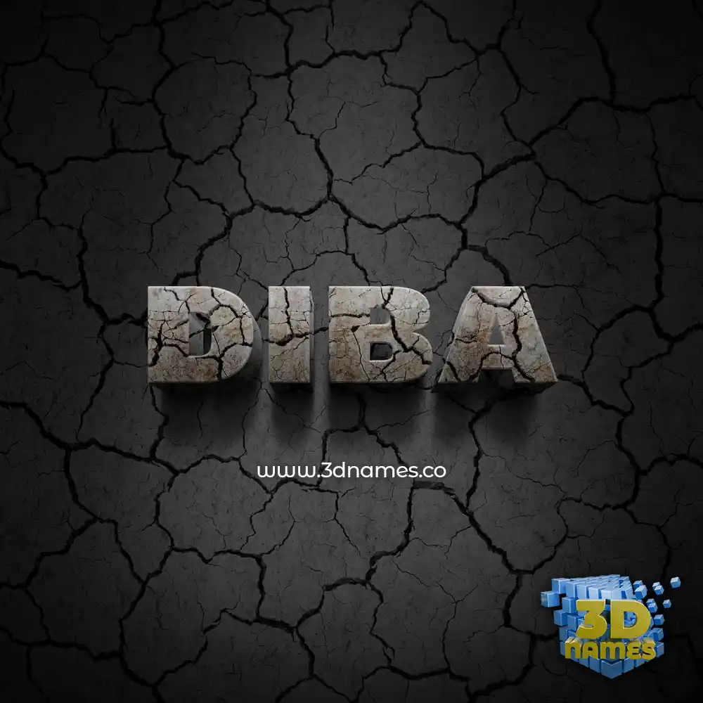 diba in Cracked Stone style - 3D name wallpaper