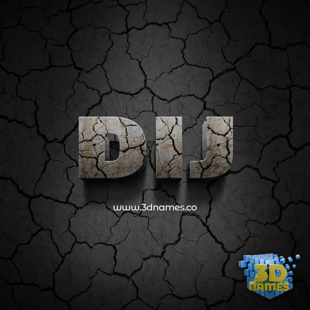 dij in Cracked Stone style - 3D name wallpaper