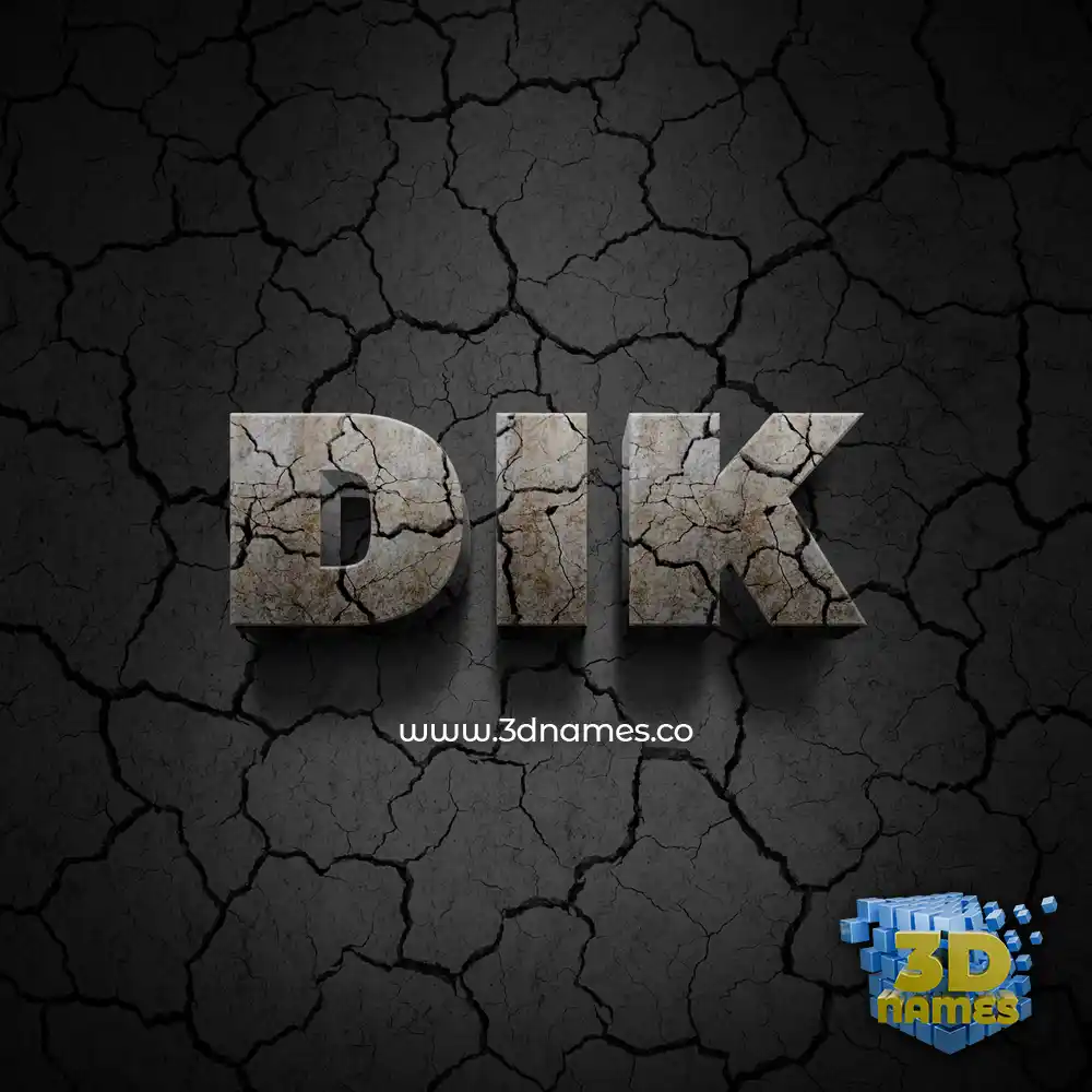 dik in Cracked Stone style - 3D name wallpaper
