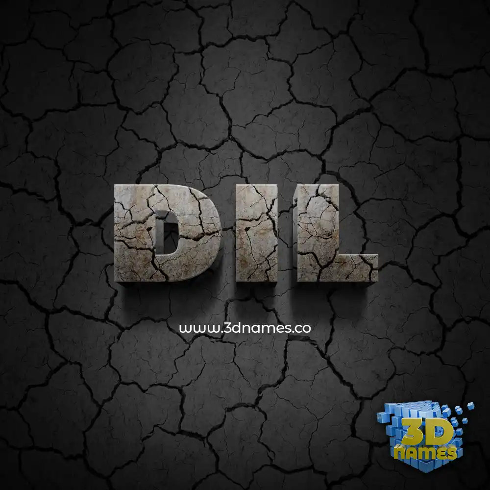 dil in Cracked Stone style - 3D name wallpaper