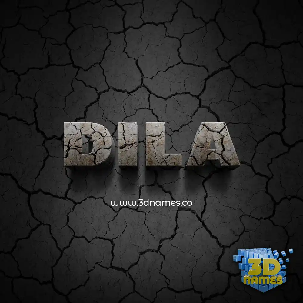 dila in Cracked Stone style - 3D name wallpaper