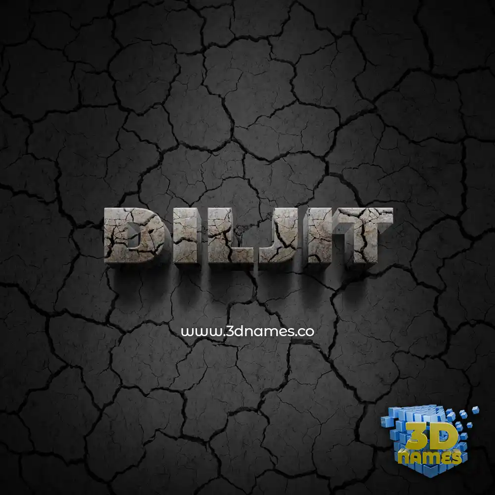 diljit in Cracked Stone style - 3D name wallpaper