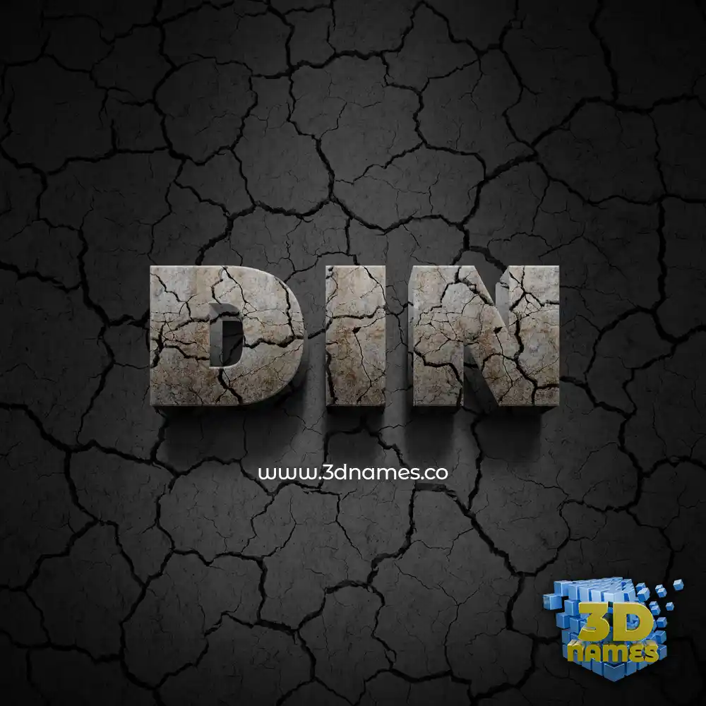 din in Cracked Stone style - 3D name wallpaper