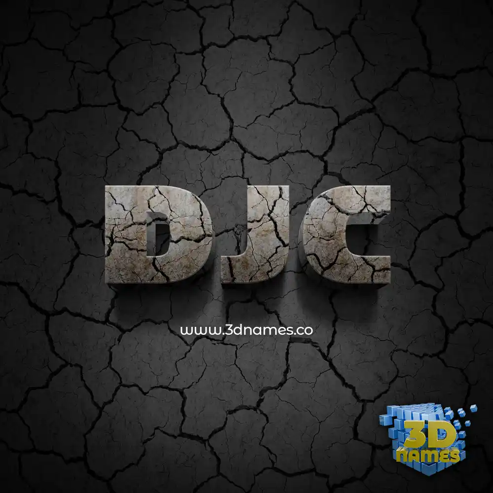 djc in Cracked Stone style - 3D name wallpaper