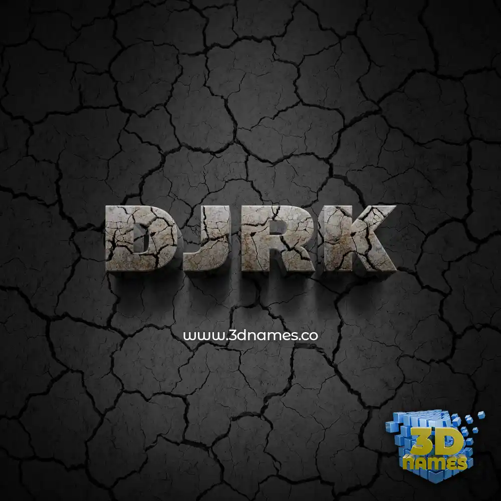 djrk in Cracked Stone style - 3D name wallpaper