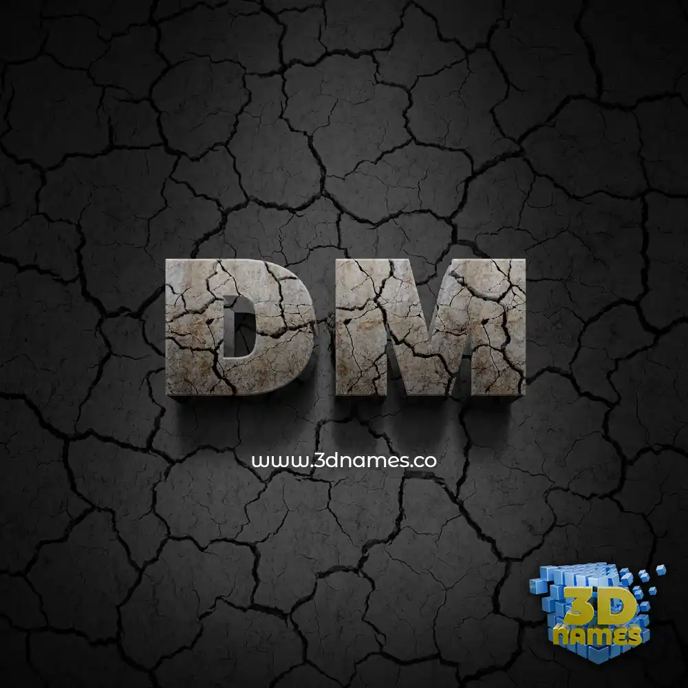dm in Cracked Stone style - 3D name wallpaper