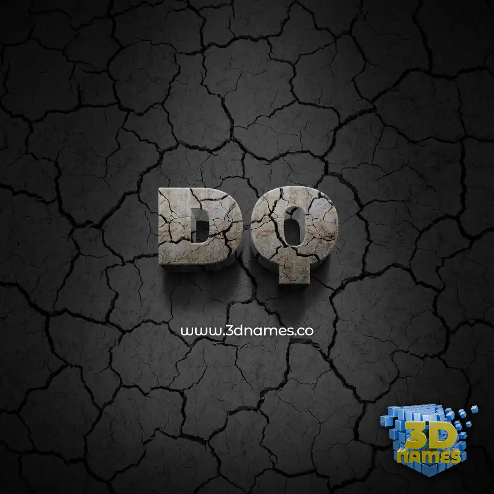 dq in Cracked Stone style - 3D name wallpaper