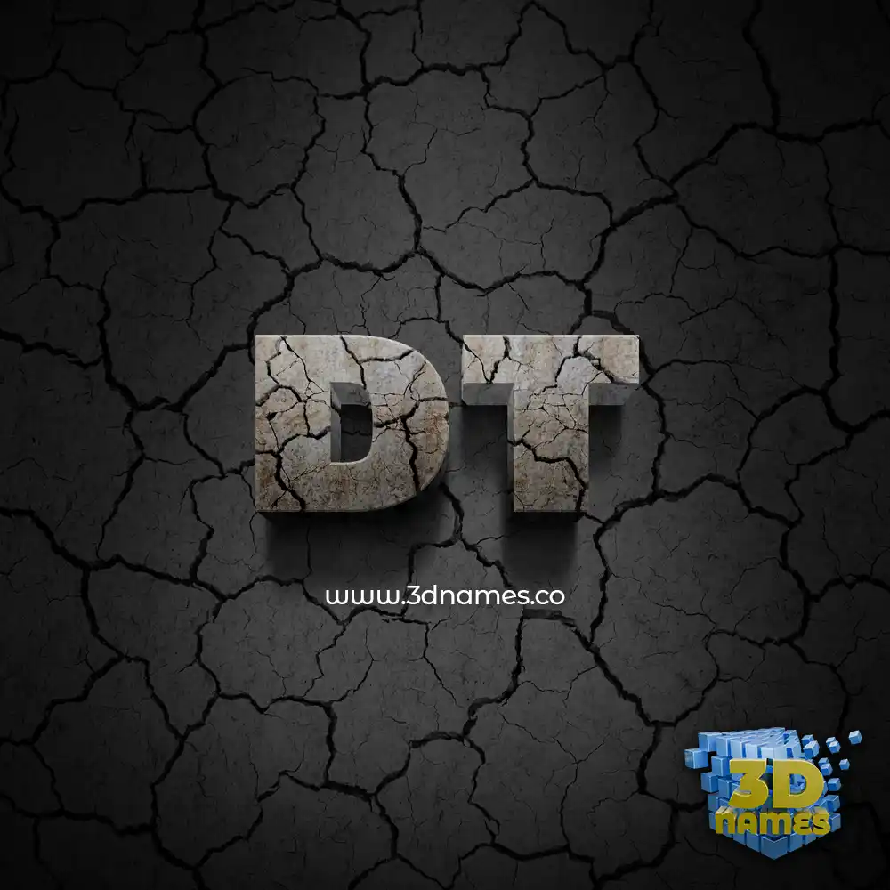 dt in Cracked Stone style - 3D name wallpaper