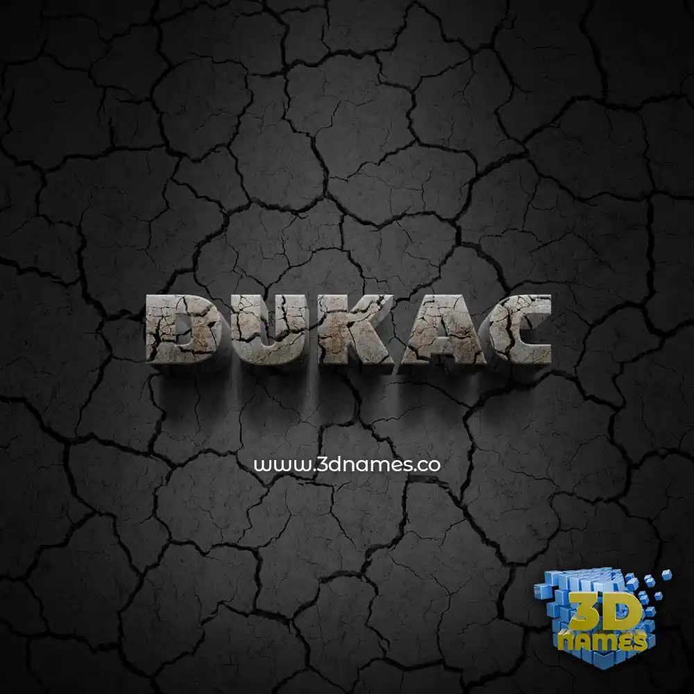 dukac in Cracked Stone style - 3D name wallpaper