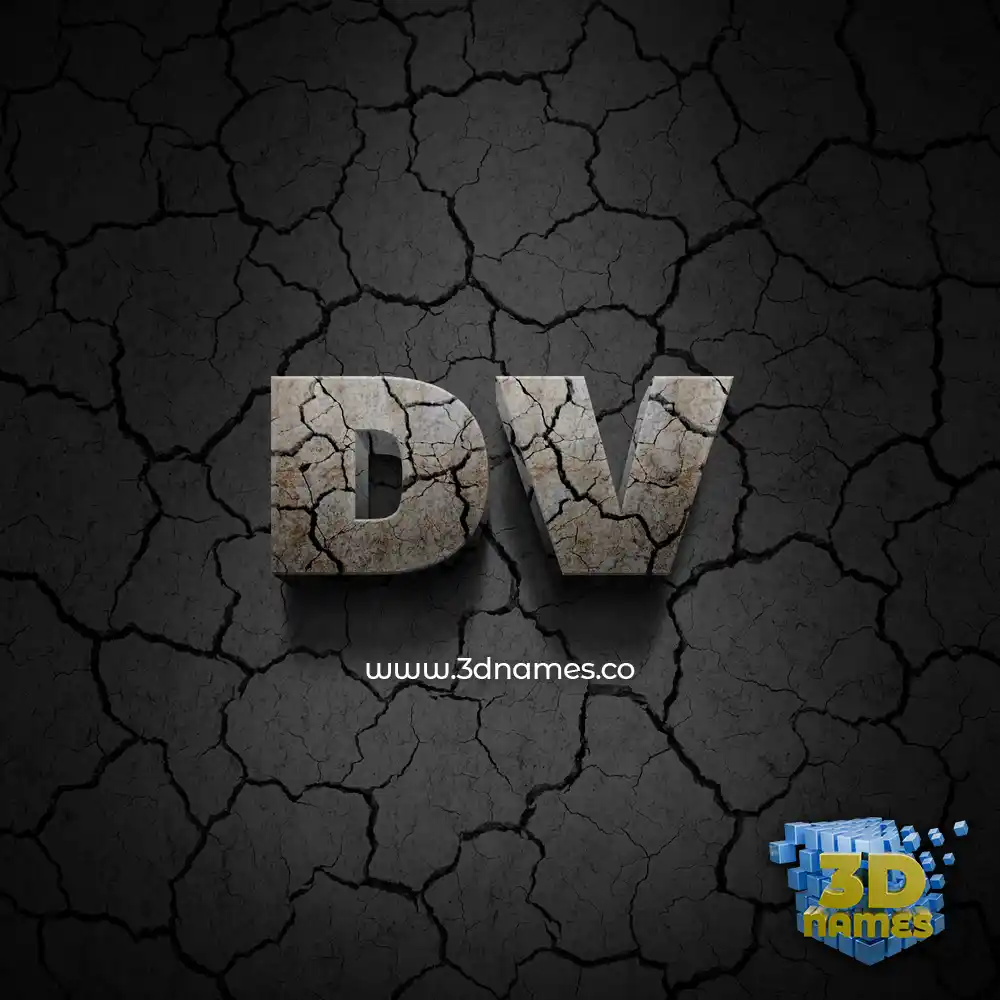 dv in Cracked Stone style - 3D name wallpaper