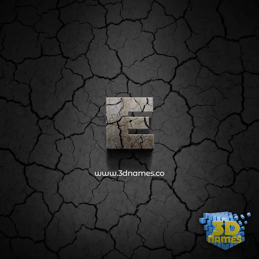 e in Cracked Stone style - 3D name wallpaper