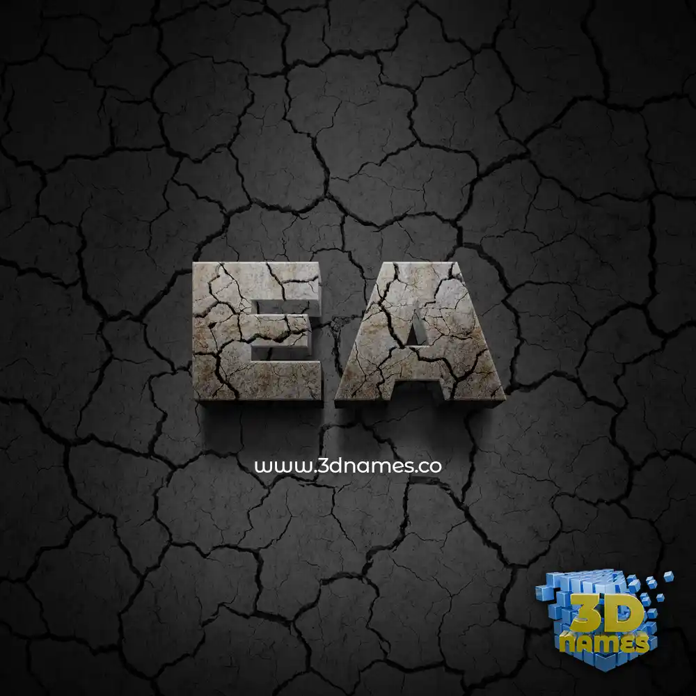 ea in Cracked Stone style - 3D name wallpaper