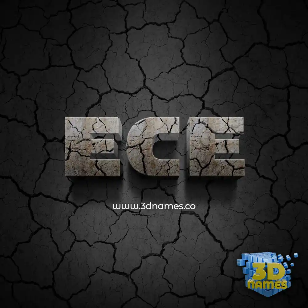 ece in Cracked Stone style - 3D name wallpaper