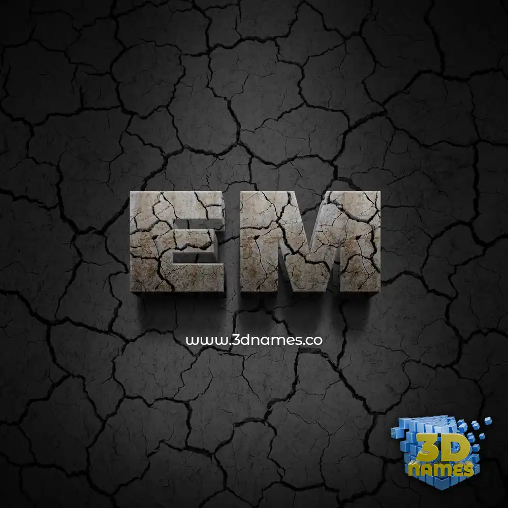 em in Cracked Stone style - 3D name wallpaper