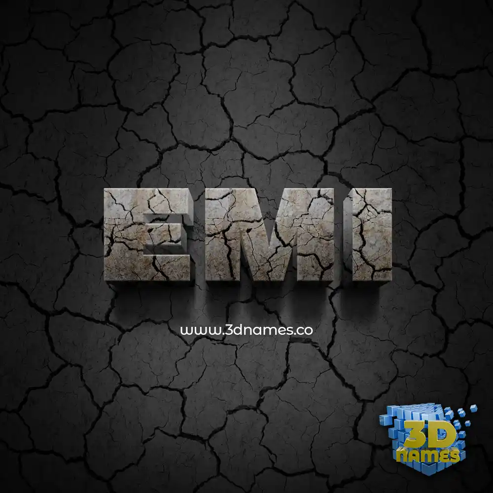 emi in Cracked Stone style - 3D name wallpaper
