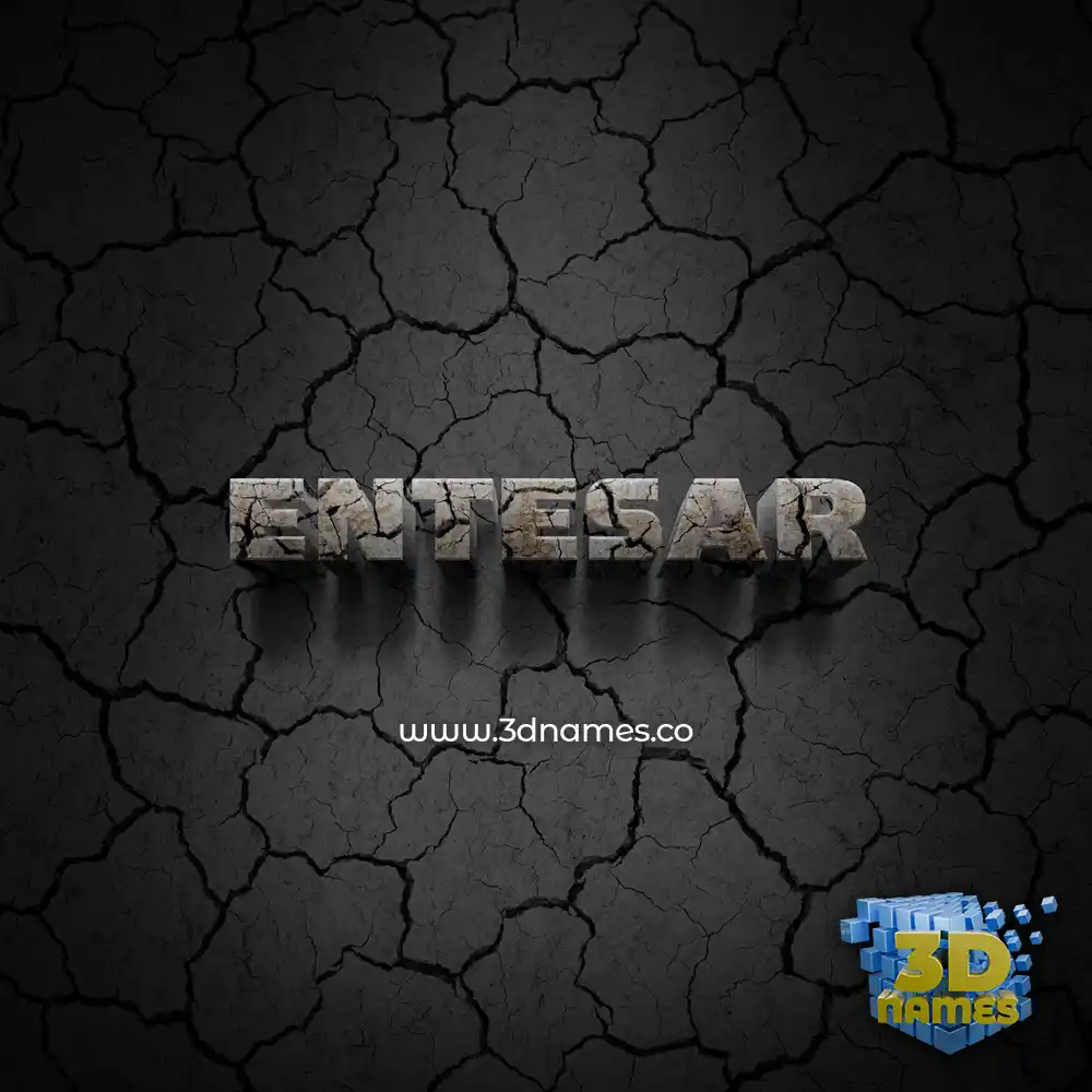entesar in Cracked Stone style - 3D name wallpaper