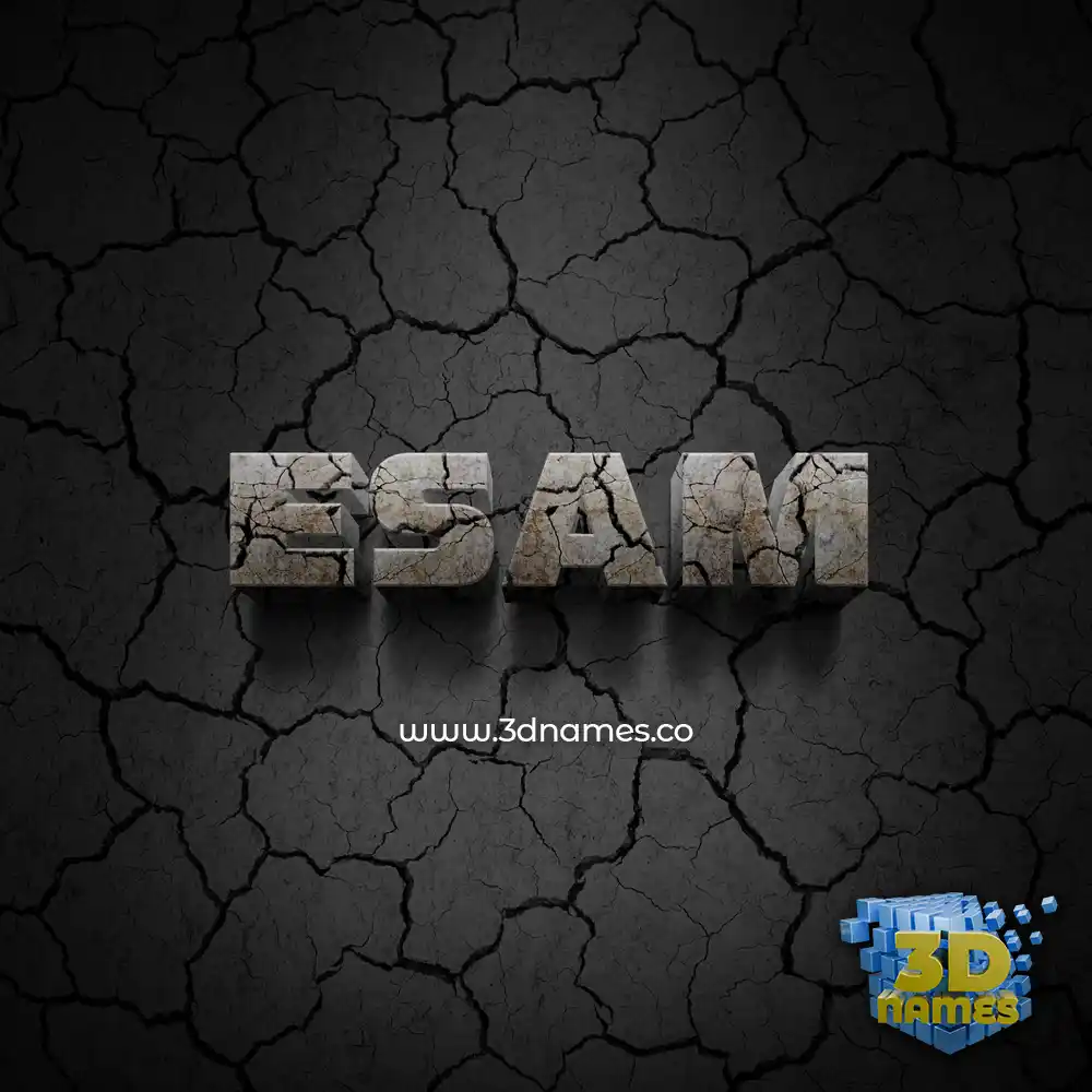 esam in Cracked Stone style - 3D name wallpaper