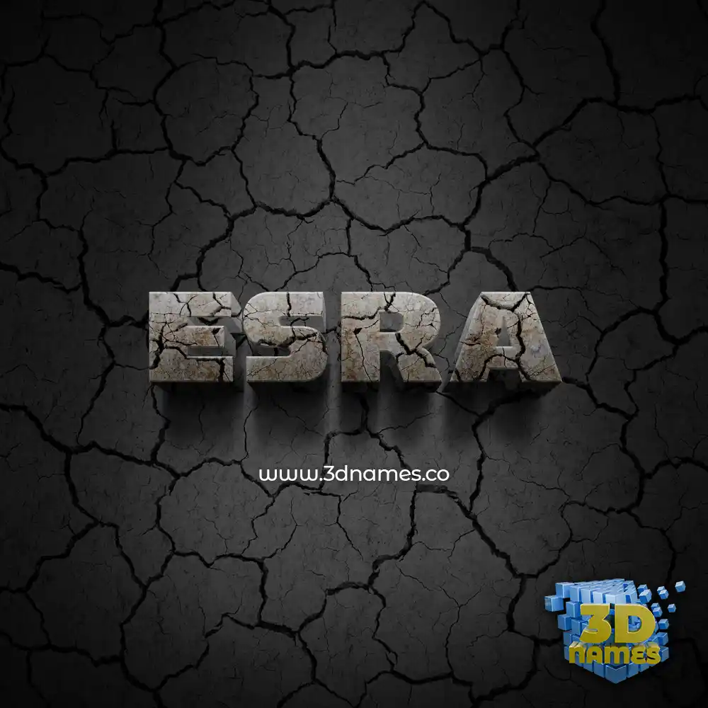 esra in Cracked Stone style - 3D name wallpaper